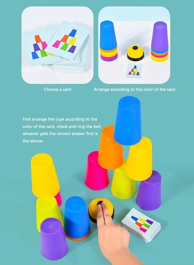 Jamal Stacking Cups Game For Kids - Set Includes 12 Cups, 50 Fun Challenging Cards, And Water Timer - Family Games For Kids And Adults, Indoor Recess Game For Classroom, Gifts For Boys And Girls - Image 3